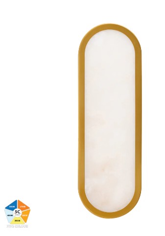 Auster Gold with Alabaster Glass Wall Light IP44